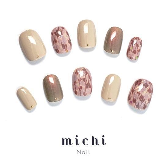 ピンク×ブラウンのキラキラピーコックネイル- ネイルチップ専門店