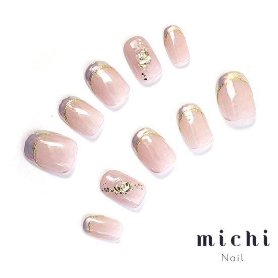 シアーピンクのオーロラフレンチネイル- ネイルチップ専門店