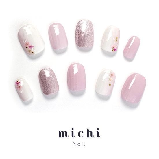 ふんわり春ピンクネイル- ネイルチップ専門店ミチネイル