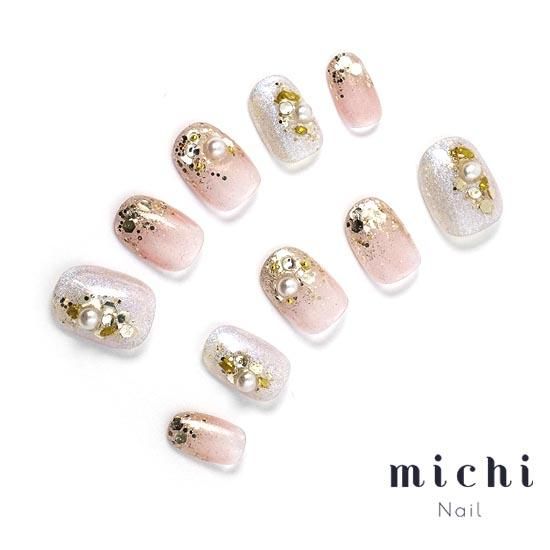 シアーPink・ニュアンスグリッターネイル- ネイルチップ専門店
