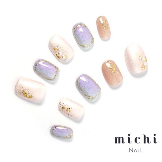 ふんわりパールのシルクフラワーネイル- ネイルチップ専門店ミチネイル