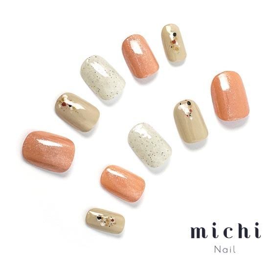 ミルキーニュアンス ネイルチップ ミルキーオレンジのニュアンスネイル- ネイルチップ専門店ミチネイル
