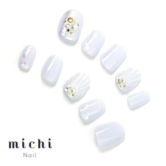 ホワイトパールシェルネイルホワイトパールシェルネイル- ネイルチップ