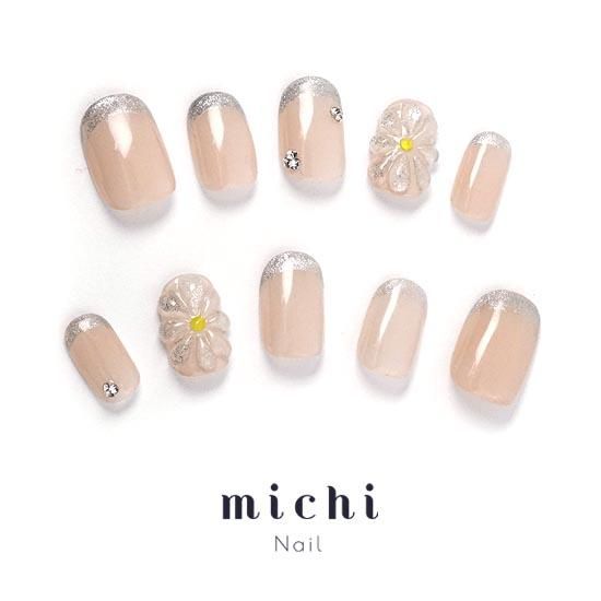 キラキラぷっくりフラワー- ネイルチップ専門店ミチネイル