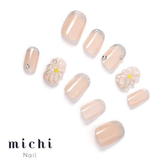 キラキラぷっくりフラワー- ネイルチップ専門店ミチネイル