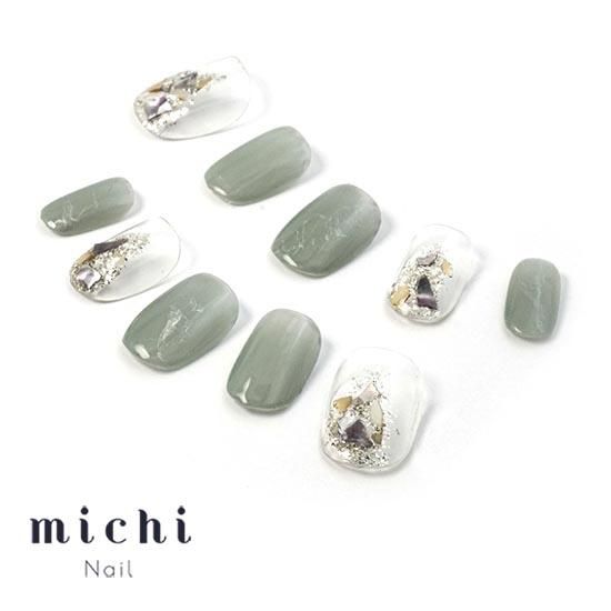 くすみカラーとシェルネイル- ネイルチップ専門店ミチネイル