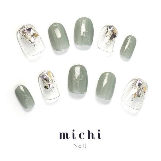 シェルくすみカラー ネイルチップ くすみカラーとシェルネイル- ネイルチップ専門店ミチネイル