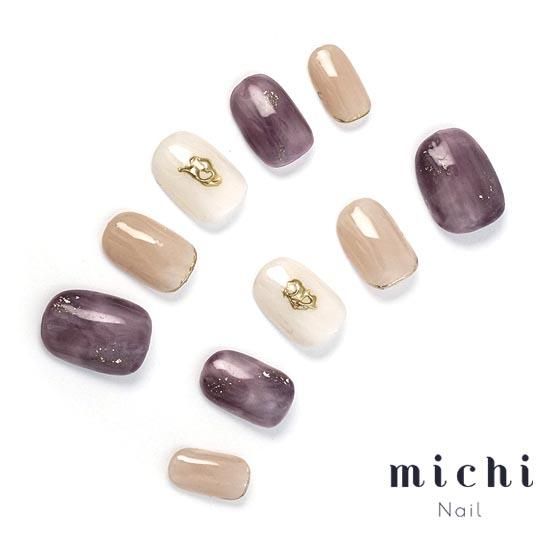 くすみパープル塗りかけネイルチップ くすみパープル塗りかけネイルチップ