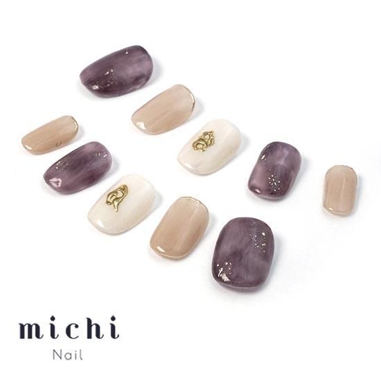 くすみパープル×ミラーのニュアンスネイル- ネイルチップ専門店ミチネイル