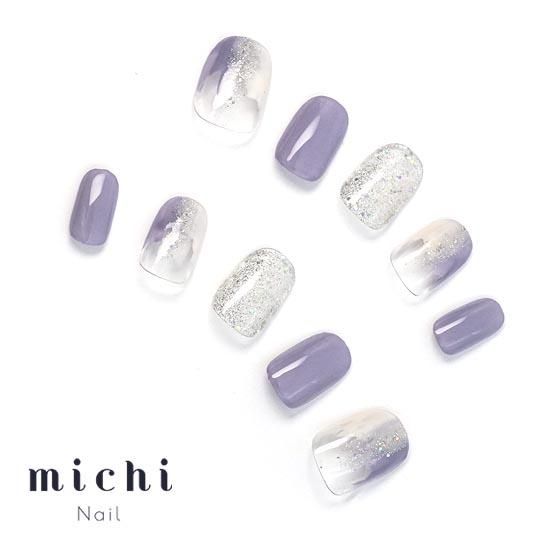 くすみパープルのニュアンスフレンチネイル- ネイルチップ専門店ミチネイル