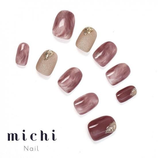 ピンクブラウン ニュアンス ネイルチップ ピンクブラウンニュアンスぷっくりネイルチップNo.273 | joie