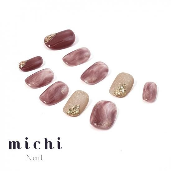 ピンクブラウン ニュアンス ネイルチップ 現品】秋ネイル ニュアンス ピンクブラウン ネイルチップ（No.43