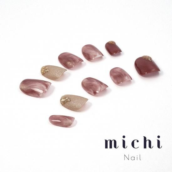 ピンクブラウンのフローニュアンスネイル- ネイルチップ専門店ミチネイル