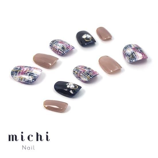 ネイルチップ 量産型 ツイード推しネイル ネイビー #95 ツイードネイビー♡ジェルネイル ネイルチップ（つけ爪） Sora 通販