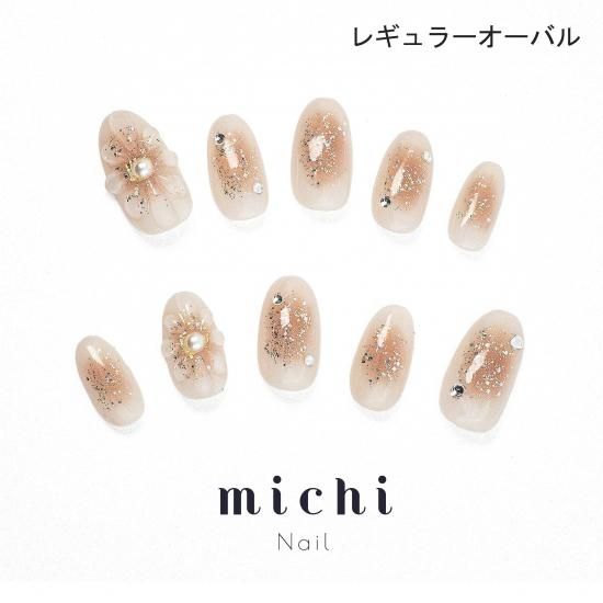 チークぷっくりフラワーネイル- ネイルチップ専門店ミチネイル