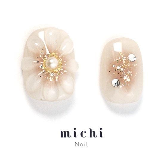 チークぷっくりフラワーネイル- ネイルチップ専門店ミチネイル
