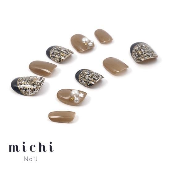 キャメル×ネイビー大人ツイードネイル- ネイルチップ専門店ミチネイル