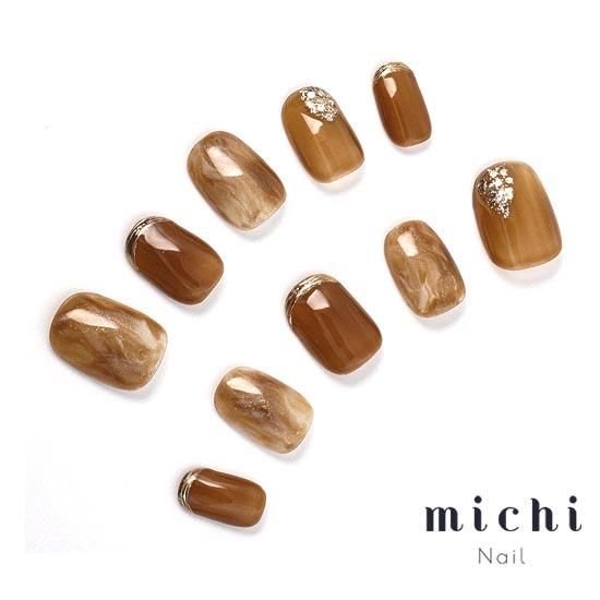 キャメルカラーのニュアンスネイル- ネイルチップ専門店ミチネイル