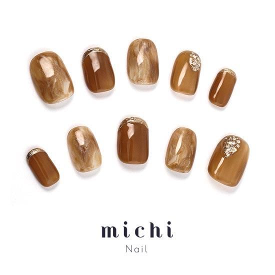 キャメルカラーのニュアンスネイル- ネイルチップ専門店ミチネイル