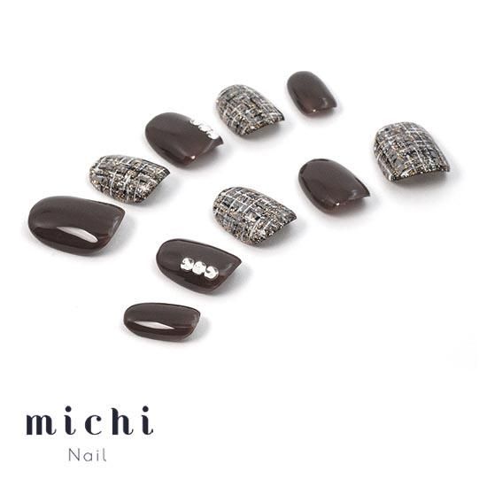 オーダーネイルチップ　ツイードニュアンスブラウンワンホンハート推しno.62 e93fc8e5d2208246a666466f7780e6