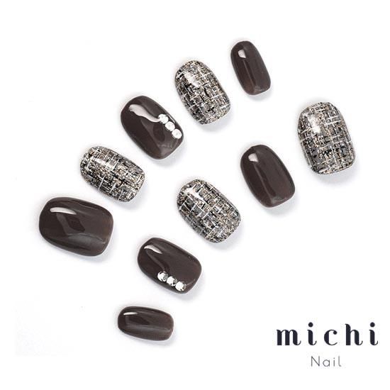 シックなツイードネイル- ネイルチップ専門店ミチネイル