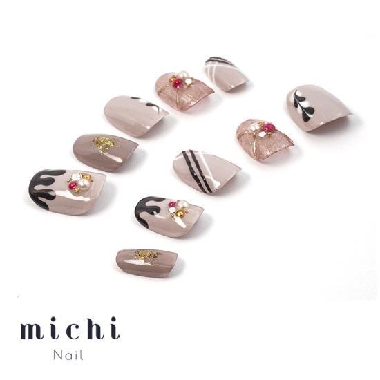 ブラウン×ベージュのチョコレートネイル- ネイルチップ専門店ミチネイル