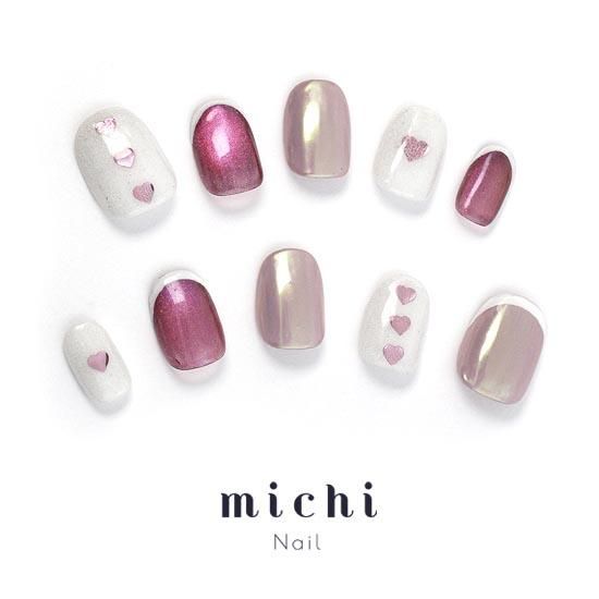 ピンクのラブリーハートネイル- ネイルチップ専門店ミチネイル