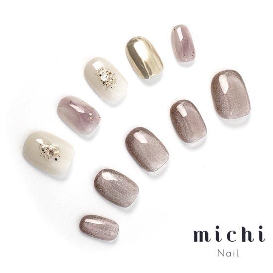 ニュアンスアシメ×マグネットネイル- ネイルチップ専門店ミチネイル