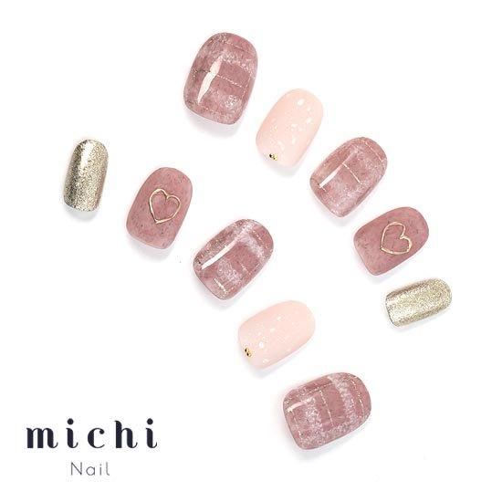 ブランケットチェック×ハートネイル- ネイルチップ専門店ミチネイル