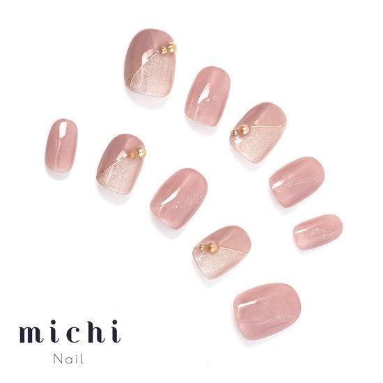 ミラーフレンチ×ピンクネイル- ネイルチップ専門店ミチネイル