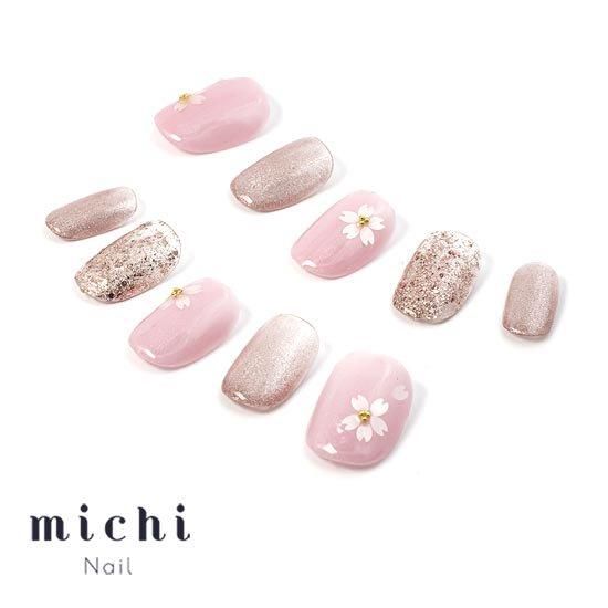 ネイルチップ オーダー シンプル 春 桜 ピンク マグネット ホログラム 春/マグネット/ピンク - nailroomarudyのネイルデザイン[No