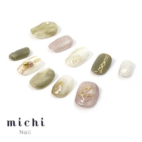 大人カーキのニュアンスネイル- ネイルチップ専門店ミチネイル