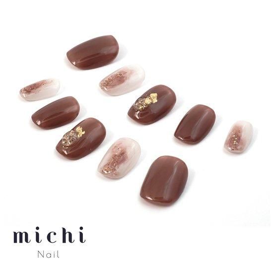 レッドブラウンのインクニュアンスネイル- ネイルチップ専門店ミチネイル
