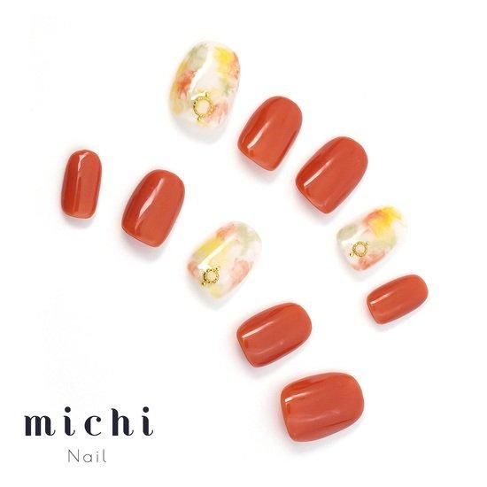 春色オレンジニュアンスネイル- ネイルチップ専門店ミチネイル