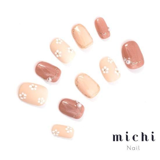 ミルキーフラワーネイルチップ キラキラぷっくりフラワー- ネイルチップ専門店ミチネイル