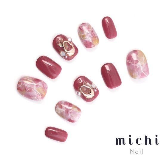 オトナピンク大理石ネイル- ネイルチップ専門店ミチネイル