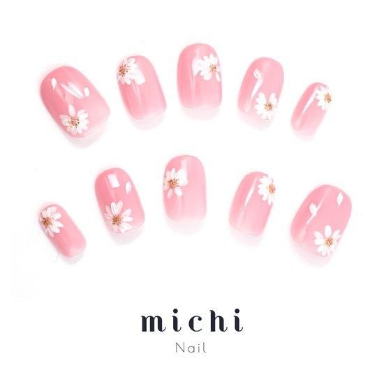 恋するピンクの花占いネイル- ネイルチップ専門店ミチネイル