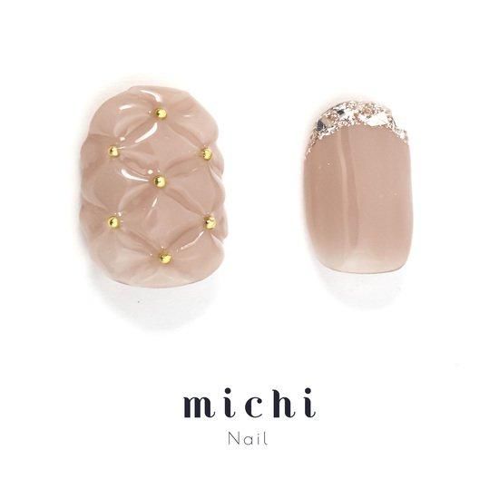 ガラスフレンチ×キルティングネイル- ネイルチップ専門店ミチネイル