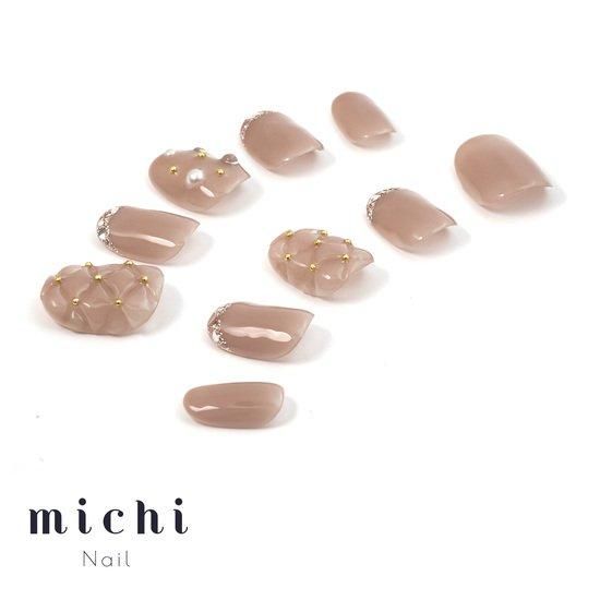 ガラスフレンチ×キルティングネイル- ネイルチップ専門店ミチネイル