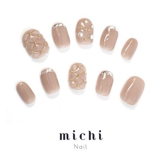 ガラスフレンチ×キルティングネイル- ネイルチップ専門店ミチネイル