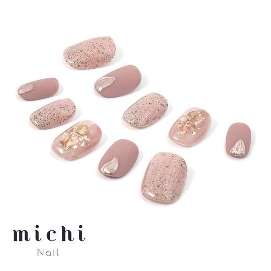 大人ピンクのサンド×ニュアンスネイル- ネイルチップ専門店ミチネイル