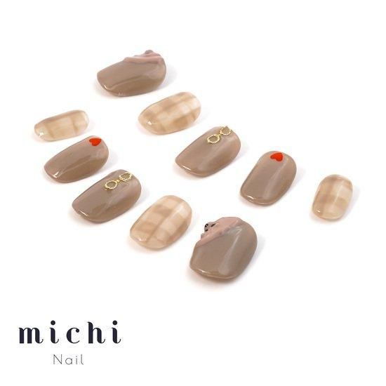 ネイルチップ シーリング スタンプ ニュアンス ホロ ゴールド ブラウンチェック×シーリングスタンプくまネイル- ネイルチップ