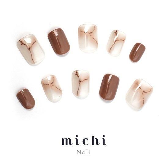 オーダーネイルチップNo.55 カフェラテ風 マーブル ぷっくり ニュアンス ✴︎カフェラテネイル✴︎リングネイル ニュアンス シンプル