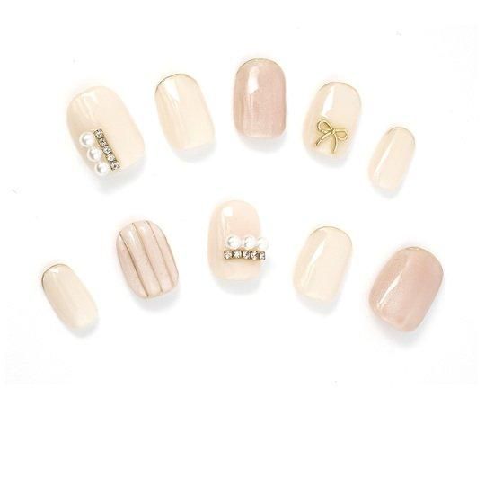 ミルキーカラーの大人上品マグネイル- ネイルチップ専門店ミチネイル