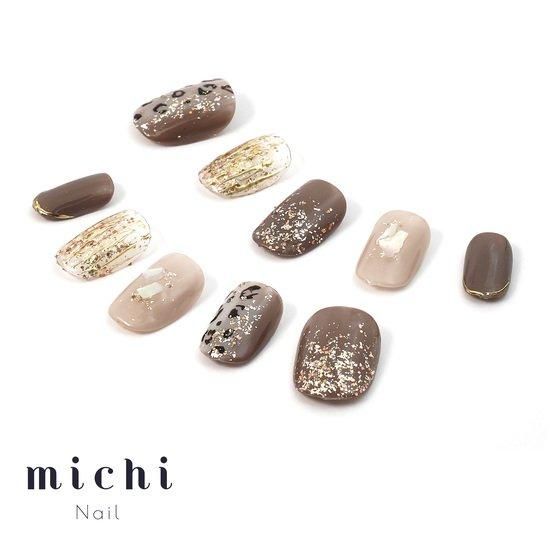 ブロンズラメの大人ニュアンスネイル- ネイルチップ専門店ミチネイル