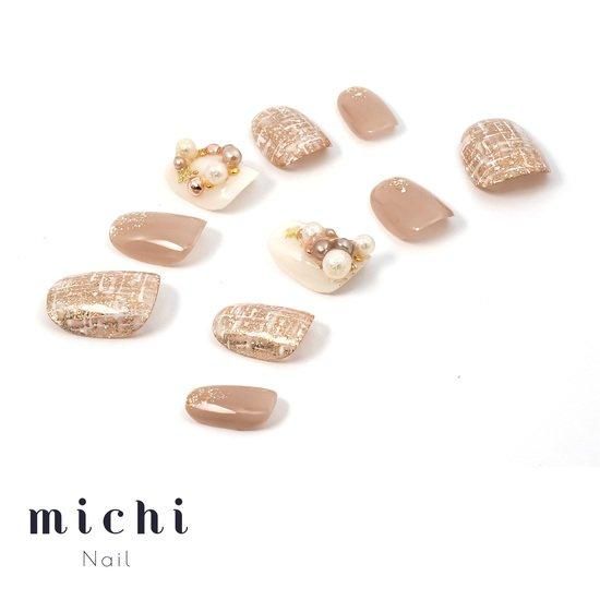 ホワイトツイードのクリスマスネイル- ネイルチップ専門店ミチネイル