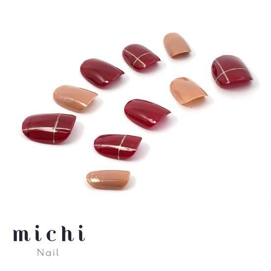 大人可愛いボルドーチェックネイル- ネイルチップ専門店ミチネイル