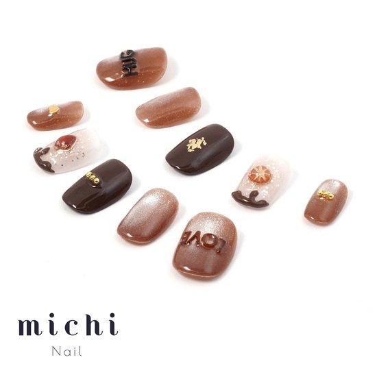 【カラー変更、サイズ指定無料】ネイルチップ　バレンタインネイル　ハートネイル ハートチョコ♡ネイルチップ バレンタイン スイーツ ネイル