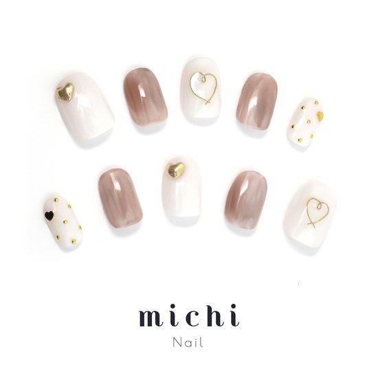 ブラウンハート×ラメ ネイルチップ ハートホロブラウンラメネイル- ネイルチップ専門店ミチネイル
