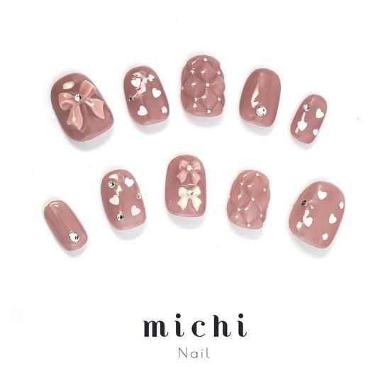 ネイルチップ ワンホン バレーコア リボン ハートホロ フレンチ ネイルチップ ワンホン バレーコア リボン ハートホロ フレン